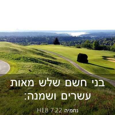 Picture 03 - נחמיה 7:22 HEB - בני חשם שלש מאות עשרים - Bible Verse Picture