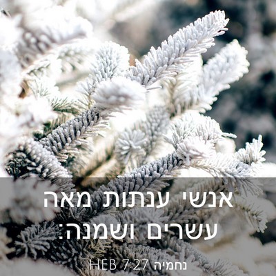 Picture 03 - נחמיה 7:27 HEB - אנשי ענתות מאה עשרים - Bible Verse Picture