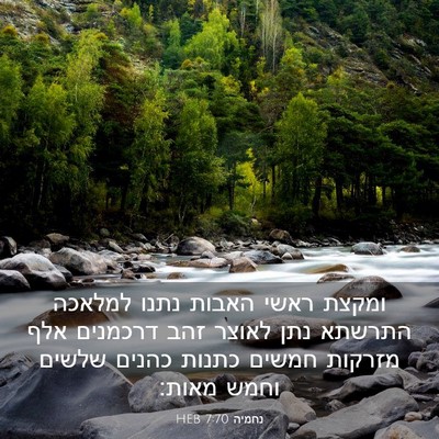 Picture 03 - נחמיה 7:70 HEB - ומקצת ראשי האבות נתנו - Bible Verse Picture