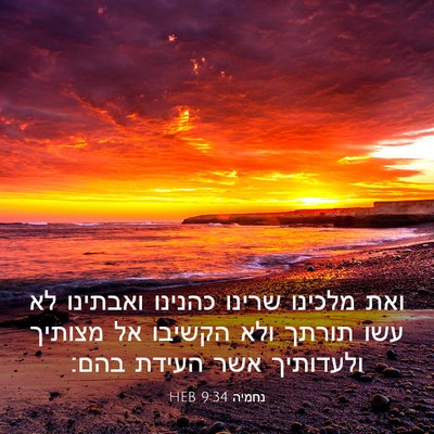 Picture 03 - נחמיה 9:34 HEB - ואת מלכינו שרינו כהנינו - Bible Verse Picture