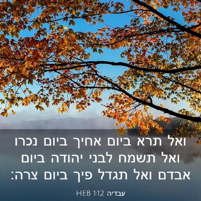 Picture 03 - עבדיה 1:12 HEB - ואל תרא ביום אחיך ביום נכרו - Bible Verse Picture