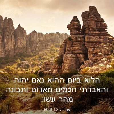 Picture 03 - עבדיה 1:8 HEB - הלוא ביום ההוא נאם יהוה - Bible Verse Picture