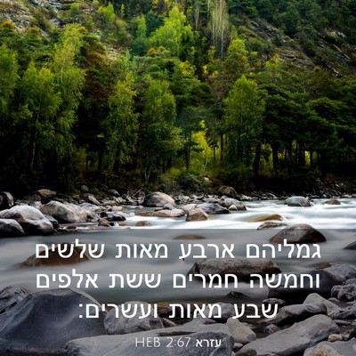 Picture 03 - עזרא 2:67 HEB - גמליהם ארבע מאות שלשים - Bible Verse Picture