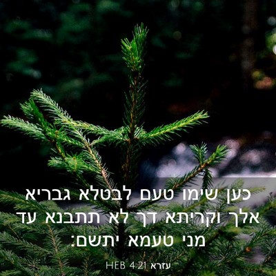 Picture 03 - עזרא 4:21 HEB - כען שימו טעם לבטלא גבריא - Bible Verse Picture