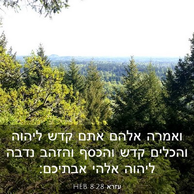 Picture 03 - עזרא 8:28 HEB - ואמרה אלהם אתם קדש ליהוה - Bible Verse Picture