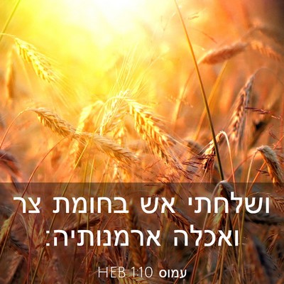 Picture 03 - עמוס 1:10 HEB - ושלחתי אש בחומת צר ואכלה - Bible Verse Picture