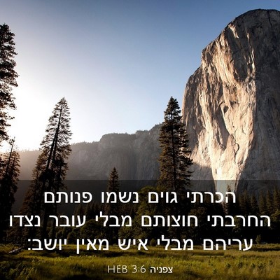 Picture 03 - צפניה 3:6 HEB - הכרתי גוים נשמו פנותם - Bible Verse Picture