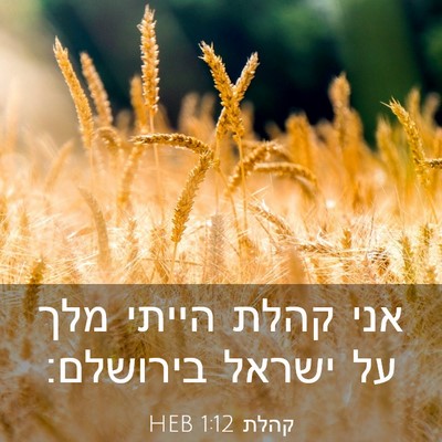Picture 03 - קהלת 1:12 HEB - אני קהלת הייתי מלך על ישראל - Bible Verse Picture