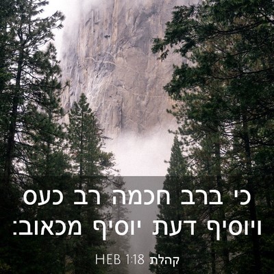 Picture 03 - קהלת 1:18 HEB - כי ברב חכמה רב כעס ויוסיף - Bible Verse Picture