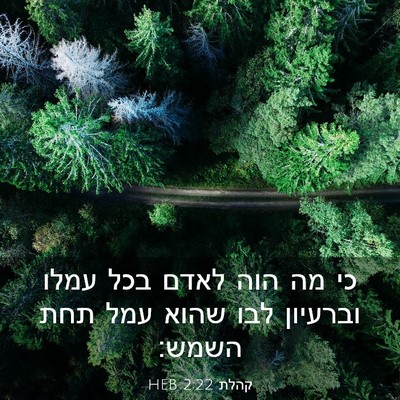 Picture 03 - קהלת 2:22 HEB - כי מה הוה לאדם בכל עמלו - Bible Verse Picture