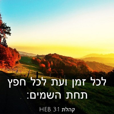Picture 03 - קהלת 3:1 HEB - לכל זמן ועת לכל חפץ תחת - Bible Verse Picture