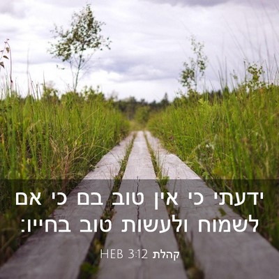Picture 03 - קהלת 3:12 HEB - ידעתי כי אין טוב בם כי אם - Bible Verse Picture