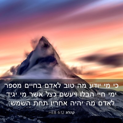 Picture 03 - קהלת 6:12 HEB - כי מי יודע מה טוב לאדם - Bible Verse Picture