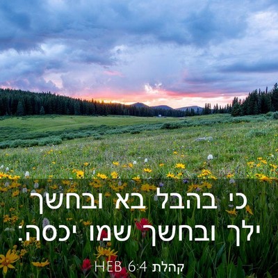 Picture 03 - קהלת 6:4 HEB - כי בהבל בא ובחשך ילך ובחשך - Bible Verse Picture