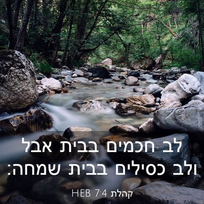 Picture 03 - קהלת 7:4 HEB - לב חכמים בבית אבל ולב - Bible Verse Picture