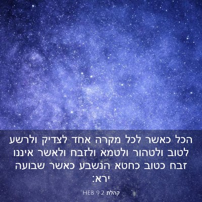 Picture 03 - קהלת 9:2 HEB - הכל כאשר לכל מקרה אחד לצדיק - Bible Verse Picture