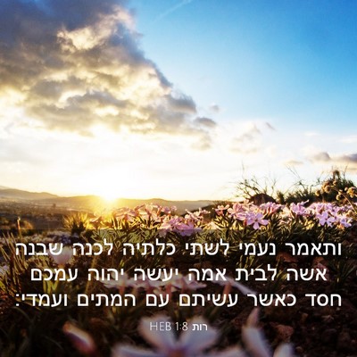 Picture 03 - רות 1:8 HEB - ותאמר נעמי לשתי כלתיה לכנה - Bible Verse Picture