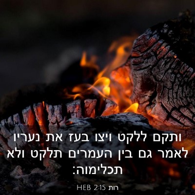 Picture 03 - רות 2:15 HEB - ותקם ללקט ויצו בעז את נעריו - Bible Verse Picture