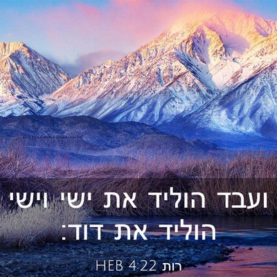 Picture 03 - רות 4:22 HEB - ועבד הוליד את ישי וישי - Bible Verse Picture