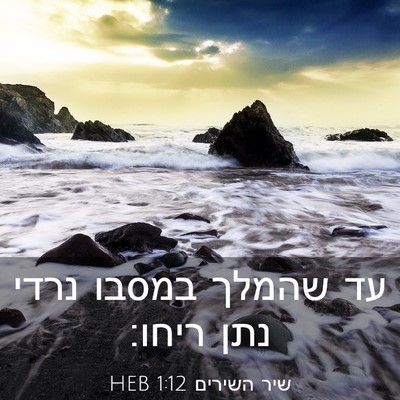Picture 03 - שיר השירים 1:12 HEB - עד שהמלך במסבו נרדי נתן - Bible Verse Picture