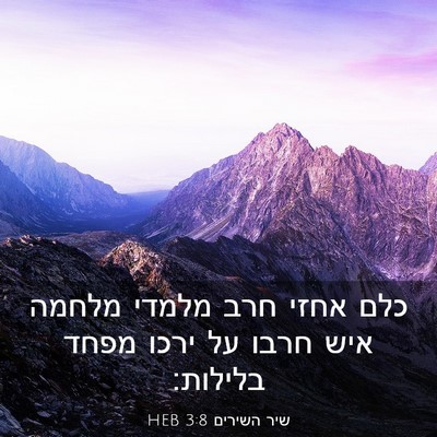 Picture 03 - שיר השירים 3:8 HEB - כלם אחזי חרב מלמדי מלחמה - Bible Verse Picture