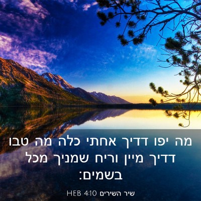 Picture 03 - שיר השירים 4:10 HEB - מה יפו דדיך אחתי כלה מה טבו - Bible Verse Picture