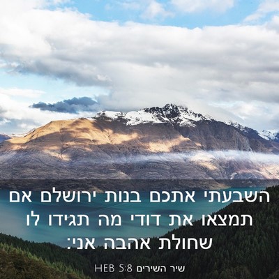 Picture 03 - שיר השירים 5:8 HEB - השבעתי אתכם בנות ירושלם אם - Bible Verse Picture
