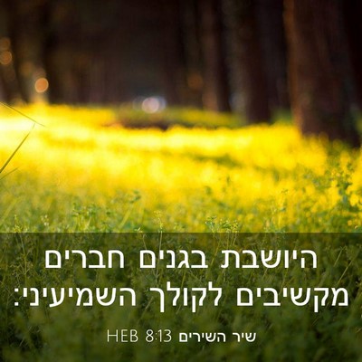 Picture 03 - שיר השירים 8:13 HEB - היושבת בגנים חברים מקשיבים - Bible Verse Picture