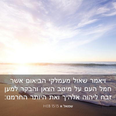 Picture 03 - שמואל א 15:15 HEB - ויאמר שאול מעמלקי הביאום - Bible Verse Picture