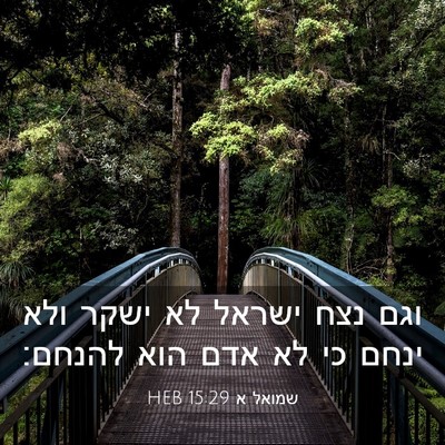Picture 03 - שמואל א 15:29 HEB - וגם נצח ישראל לא ישקר ולא - Bible Verse Picture