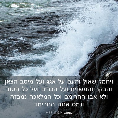 Picture 03 - שמואל א 15:9 HEB - ויחמל שאול והעם על אגג ועל - Bible Verse Picture