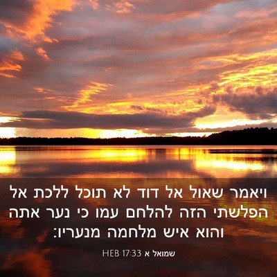 Picture 03 - שמואל א 17:33 HEB - ויאמר שאול אל דוד לא תוכל - Bible Verse Picture