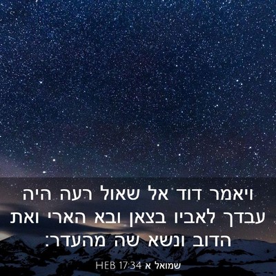 Picture 03 - שמואל א 17:34 HEB - ויאמר דוד אל שאול רעה היה - Bible Verse Picture