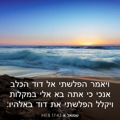 Picture 03 - שמואל א 17:43 HEB - ויאמר הפלשתי אל דוד הכלב - Bible Verse Picture