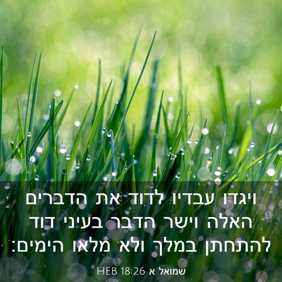 Picture 03 - שמואל א 18:26 HEB - ויגדו עבדיו לדוד את הדברים - Bible Verse Picture