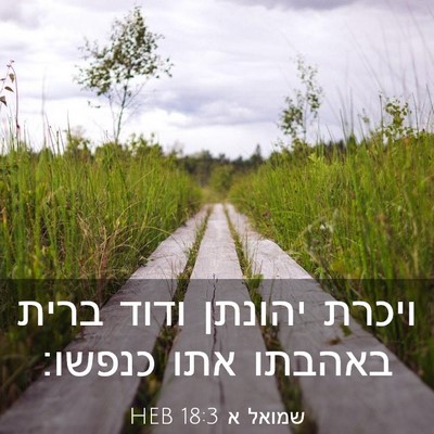 Picture 03 - שמואל א 18:3 HEB - ויכרת יהונתן ודוד ברית - Bible Verse Picture