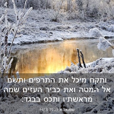 Picture 03 - שמואל א 19:13 HEB - ותקח מיכל את התרפים ותשם אל - Bible Verse Picture