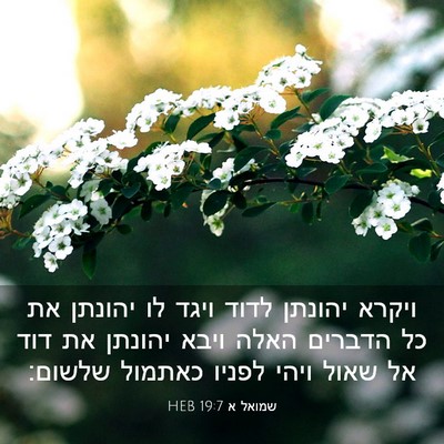 Picture 03 - שמואל א 19:7 HEB - ויקרא יהונתן לדוד ויגד לו - Bible Verse Picture