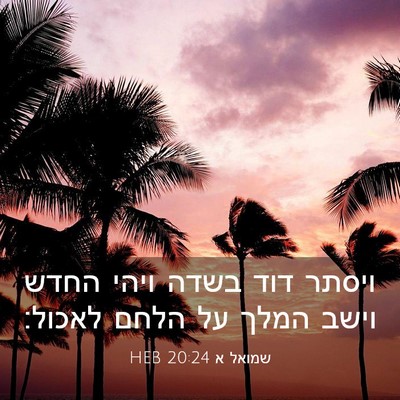 Picture 03 - שמואל א 20:24 HEB - ויסתר דוד בשדה ויהי החדש - Bible Verse Picture
