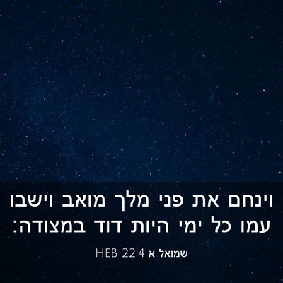 Picture 03 - שמואל א 22:4 HEB - וינחם את פני מלך מואב וישבו - Bible Verse Picture