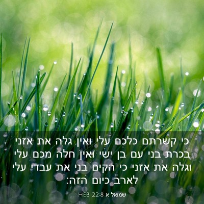 Picture 03 - שמואל א 22:8 HEB - כי קשרתם כלכם עלי ואין גלה - Bible Verse Picture
