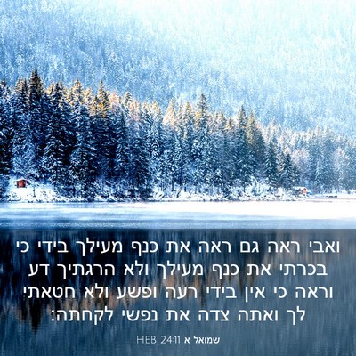 Picture 03 - שמואל א 24:11 HEB - ואבי ראה גם ראה את כנף - Bible Verse Picture