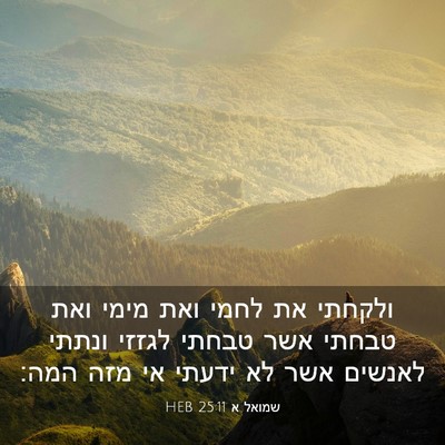 Picture 03 - שמואל א 25:11 HEB - ולקחתי את לחמי ואת מימי ואת - Bible Verse Picture