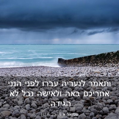 Picture 03 - שמואל א 25:19 HEB - ותאמר לנעריה עברו לפני - Bible Verse Picture