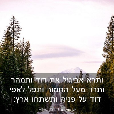Picture 03 - שמואל א 25:23 HEB - ותרא אביגיל את דוד ותמהר - Bible Verse Picture