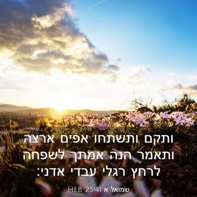 Picture 03 - שמואל א 25:41 HEB - ותקם ותשתחו אפים ארצה - Bible Verse Picture