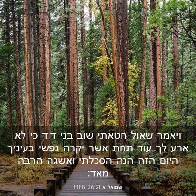 Picture 03 - שמואל א 26:21 HEB - ויאמר שאול חטאתי שוב בני - Bible Verse Picture