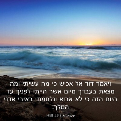 Picture 03 - שמואל א 29:8 HEB - ויאמר דוד אל אכיש כי מה - Bible Verse Picture