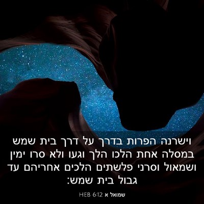 Picture 03 - שמואל א 6:12 HEB - וישרנה הפרות בדרך על דרך - Bible Verse Picture