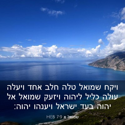 Picture 03 - שמואל א 7:9 HEB - ויקח שמואל טלה חלב אחד - Bible Verse Picture